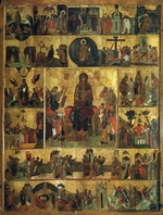 Russian icon - The Glorification of the Virgin (Akathist Hymn to the Most Holy Theotokos)