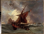 Delacroix, Eugène - Ships at stormy sea