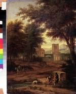 Boudewijns, Adriaen Frans - Italian landscape with pilgrims