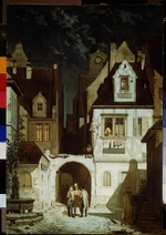 Spitzweg, Carl - A corner of a German town at moon light