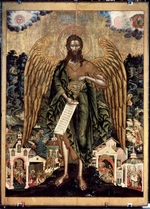 Russian icon - Saint John the Baptist, Angel of the Wilderness with Scenes from His Life