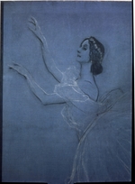 Serov, Valentin Alexandrovich - Ballet dancer Anna Pavlova in the ballet Les sylphides by F. Chopin. Detail