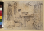 Repin, Ilya Yefimovich - The author Lev Tolstoy in his Study room
