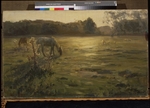 Klodt (Clodt), Nikolai Alexandrovich - Horses on the meadow