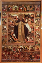 Russian icon - Saint Sergius of Radonezh with Scenes from His Life