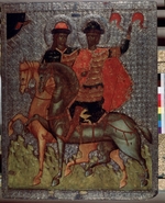 Russian icon - Saints Boris and Gleb on horseback