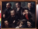 Maximov, Vasili Maximovich - Self-portrait with portraits of the friends