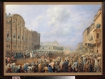Sadovnikov, Vasily Semyonovich - Parade on the Neva Avenue at the Belosselsky-Belozersky Palace