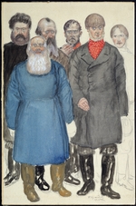 Kustodiev, Boris Michaylovich - Costume design for the theatre play Wolfs and Sheeps by A. Ostrovsky