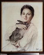 Serov, Valentin Alexandrovich - Portrait of Kleopatra Obninskaya with a Hare