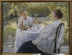 Popov, Lukian Vasilyevich - In the garden (Tea drinking)