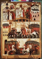 Russian icon - Battle between the Novgorodians and Suzdalians