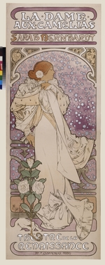 Mucha, Alfons Marie - Poster for the play La Dame aux Camelias by A. Dumas in the Theatre de la Renaissanse (Upper part)