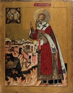 Russian icon - Pope Clement with scenes from his life