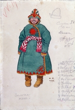 Bilibin, Ivan Yakovlevich - Costume design for the opera The Tale of Tsar Saltan by N. Rimsky-Korsakov