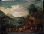 Flemish master - A tavern at the seashore