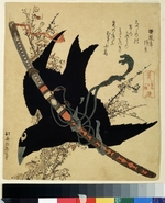 Hokusai, Katsushika - The little raven. Minamoto clan sword