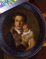Vitberg, Alexander Lavrentievich - Portrait of the author Alexander Herzen (1812-1870) with the son