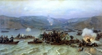 Dmitriev-Orenburgsky, Nikolai Dmitrievich - The Russians crossing the Danube at Svishtov in Juny 1877