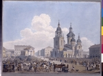 Beggrov, Karl Petrovich - The Sennaya Square and the Saviour Church in Saint Petersburg