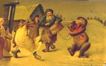 Russian master - Buffoons with a bear (Lacquer Box)