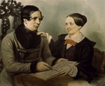 Zhukovsky, Rudolf Kasimirovich - Portrait of the author Nestor Kukolnik (1809-1868) with his wife