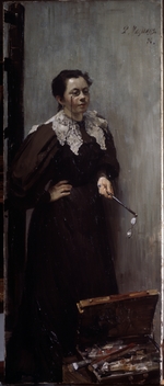 Malyavin, Filipp Andreyevich - Portrait of the artist Anna Ostroumova (1871-1955)