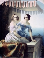 Neff, Timofei Andreyevich - Portrait of Grand Duchesses Maria Nikolaevna of Russia (1819-1876) and Grand Duchess Olga Nikolaevna of Russia (1822-1892)