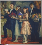 Pasternak, Leonid Osipovich - Congratulation (Poet Boris Pasternak (1890-1960) with brother and sisters)