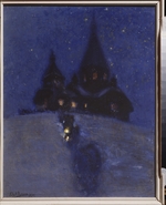Repin, Yury Ilyich - Church in Kuokkala on Christmas Eve