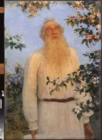 Repin, Ilya Yefimovich - Portrait of the author Count Lev Nikolayevich Tolstoy (1828-1910)