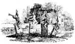 Bewick, Thomas - Children playing in the cemetery. Vignette from the Book History of British Birds by Thomas Bewick