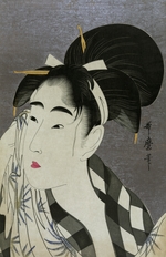 Utamaro, Kitagawa - Woman wiping sweat