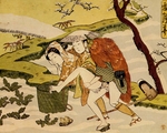 Harunobu, Suzuki - Shunga (Erotic woodblock print) From the Series Setsugekka (Snow, moon and flower)