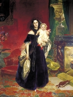 Briullov, Karl Pavlovich - Maria Arkadyevna (Stolypina) Beck (1819-1889) with her Daughter
