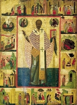Russian icon - Saint Nicholas of Zaraisk with Scenes from His Life