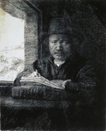 Rembrandt van Rhijn - Self-Portrait Drawing by a Window