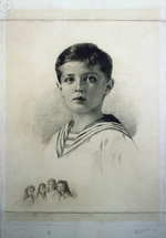 Rundaltsov, Mikhail Viktorovich - Portrait of the Tsesarevich Alexei Nikolaevich of Russia (1904-1918) with Remarque-Portraits of His Sisters