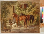 Adam, Albrecht - Horses at the Porch