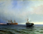 Aivazovsky, Ivan Konstantinovich - Capture of the Turkish military transport Messina by the steamer Russia on the Black Sea on the 13th December 1877
