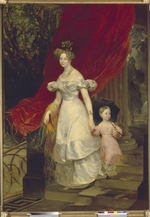 Briullov, Karl Pavlovich - Portrait of Grand Duchess Elena Pavlovna of Russia (1807-1873) with her daughter Maria