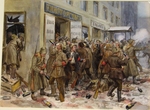 Vladimirov, Ivan Alexeyevich - Revolutionary workmen and soldiers robbing a wine-shop in Petrograd (from the series of watercolors Russian revolution)