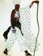 Bakst, Léon - Costume design for a piligrim for the Ballet Blue God by R. Hahn