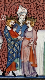 Mahiet, Meister des Cambrai-Missale - Henry I of France and Anne of Kiev (Detail of Book miniature from Chroniques de France ou de St Denis)