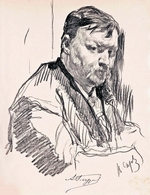 Serov, Valentin Alexandrovich - Portrait of the composer Alexander Glazunov (1865-1936)