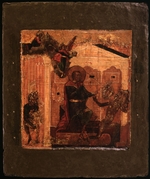 Russian icon - Saint Nicetas and devil