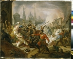 Moller, Fyodor Antonovich - The Pugachev's Battle of Kazan on July 1774 (Scene from the Pugachev's Rebellion)