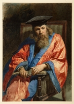 Yaroshenko, Nikolai Alexandrovich - Portrait of Dmitri Mendeleev in the dress of the University of Edinburgh