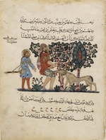 Central Asian Art - Greek physician Erasistratos with an Assistant (Folio from an Arabic translation of the Materia Medica by Dioscorides)