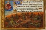 Poyet, Jean - Book of Hours, Detail: Dives tormented by demons and watched by the soul of Lazarus